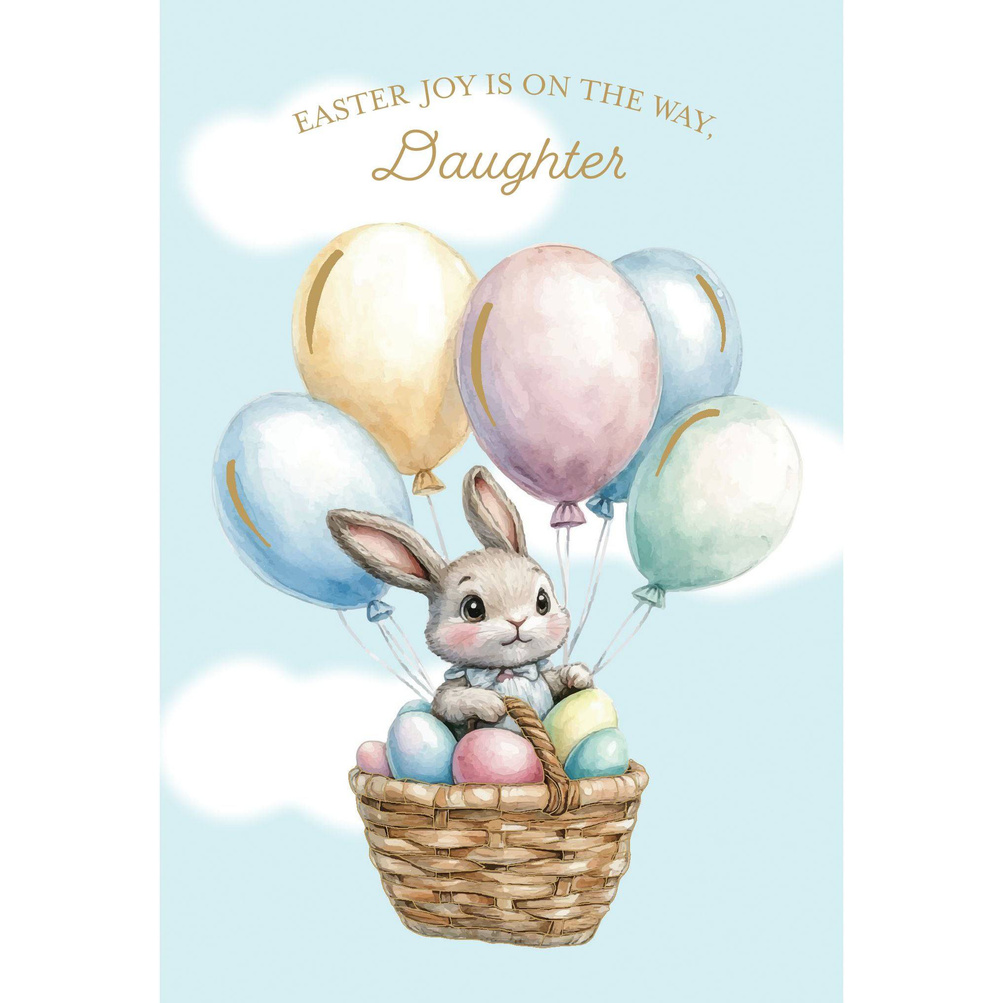 Colorful Balloon Bunny Easter Card for Daughter by Pictura, featuring festive bunny and Easter-themed design.